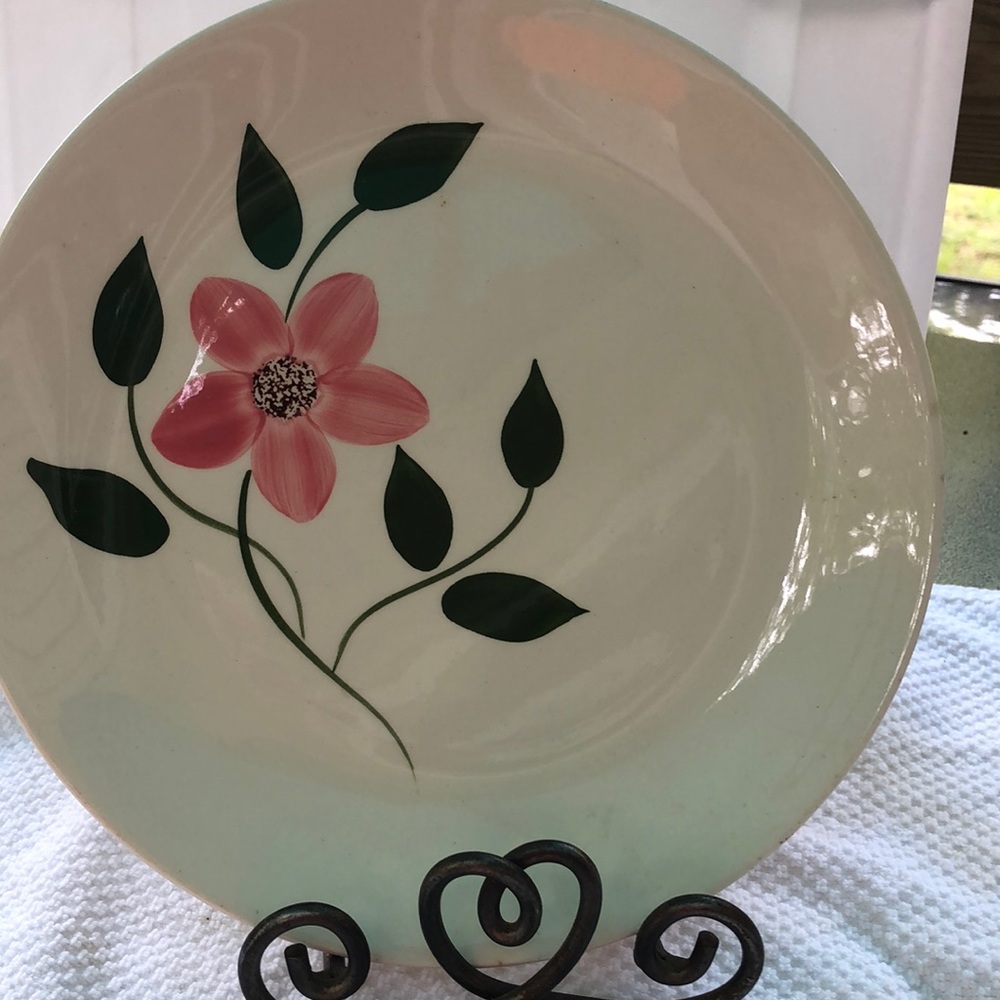 Blue Ridge Southern Potteries Hand Painted Pink Flower Dinner Plate